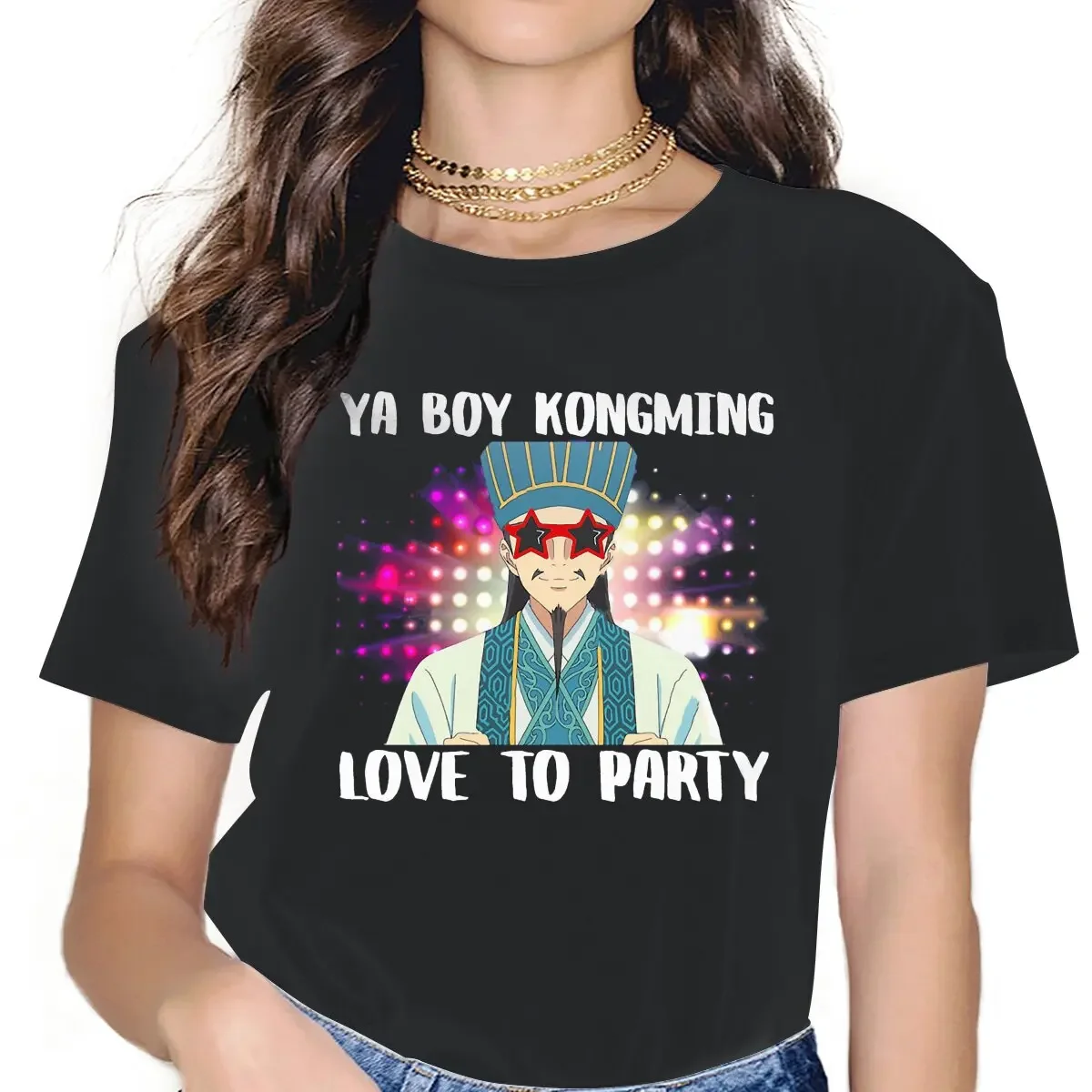 Women Ya Boy Kongming Love To Party T Shirt Paripi Koumei Anime Pure Cotton Clothing Vintage Short Sleeve Crewneck Tees