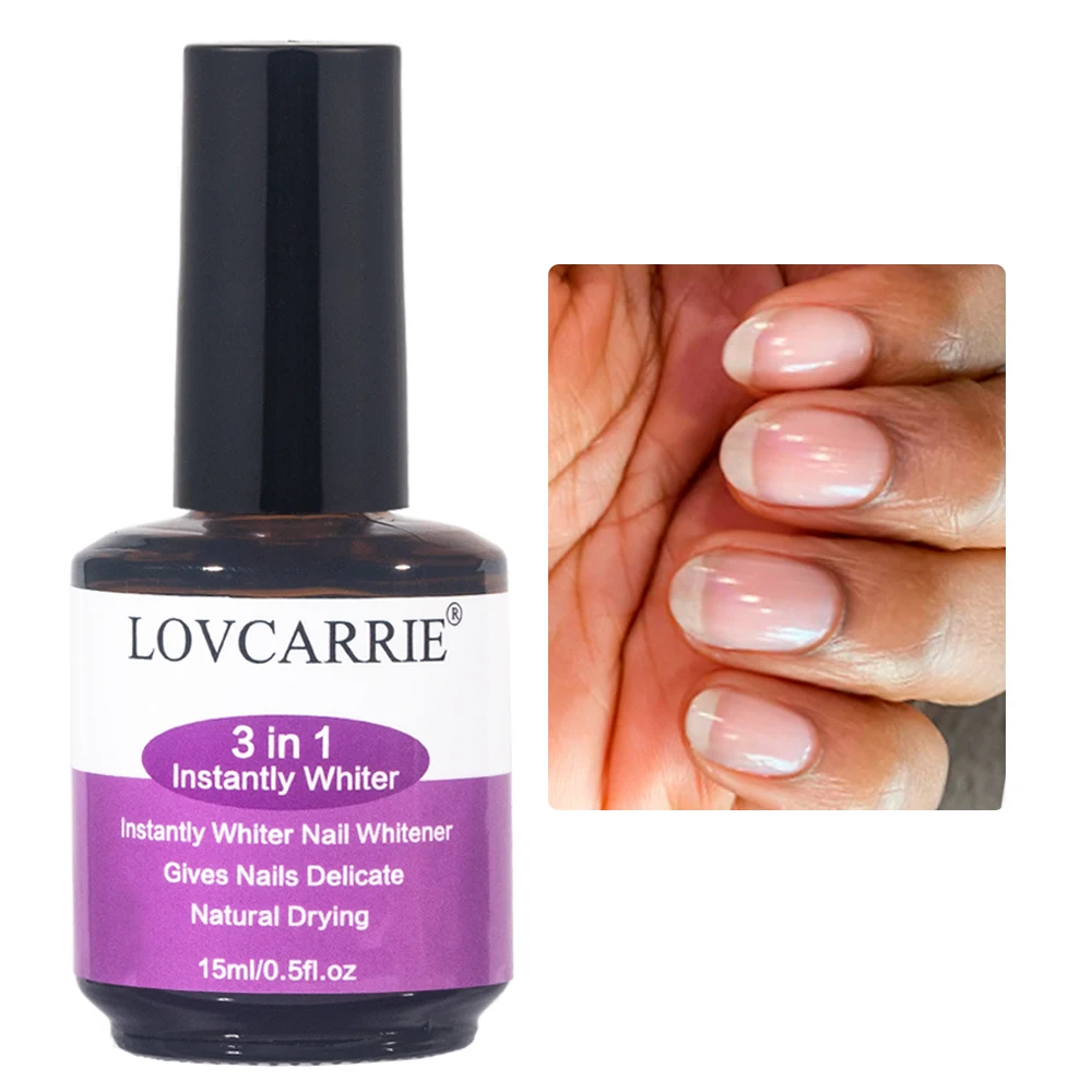 LOVCARRIE 3 IN 1 Instantly Nail Whiter Strengthener Natural Dry Protective Base Coat 15ML Repair Brightening Nail Art Treatment