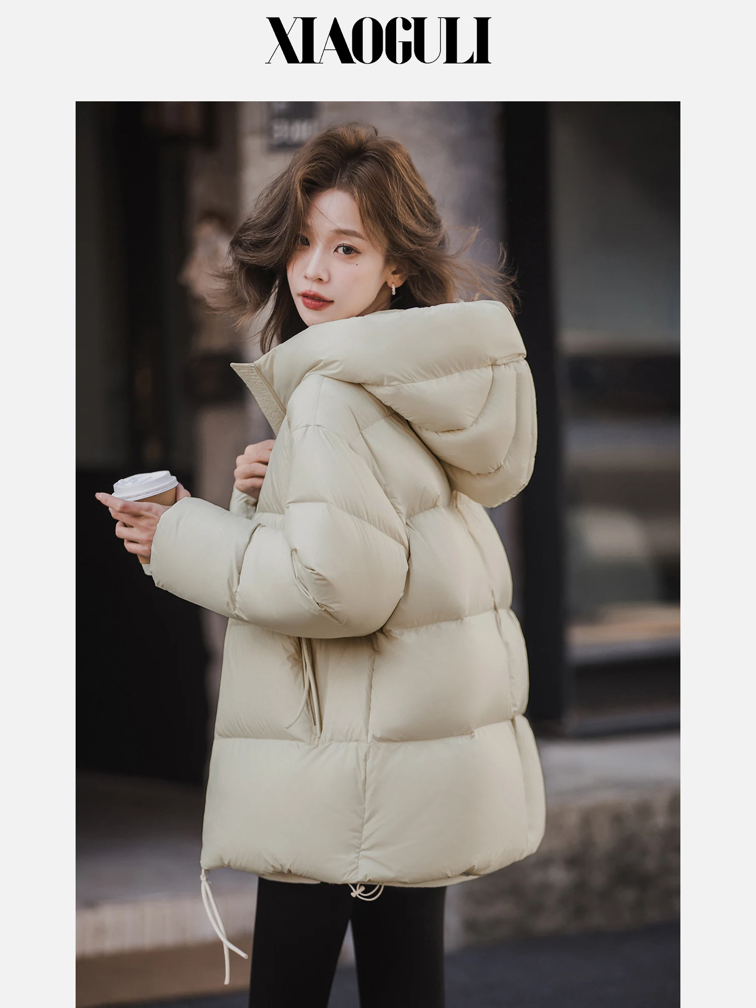 

Snowball down Jaet Women's Loose Fit Hooded 90% White Du Feather Padded Coat oulder Drop Sves Casual Sle Winter Ou...