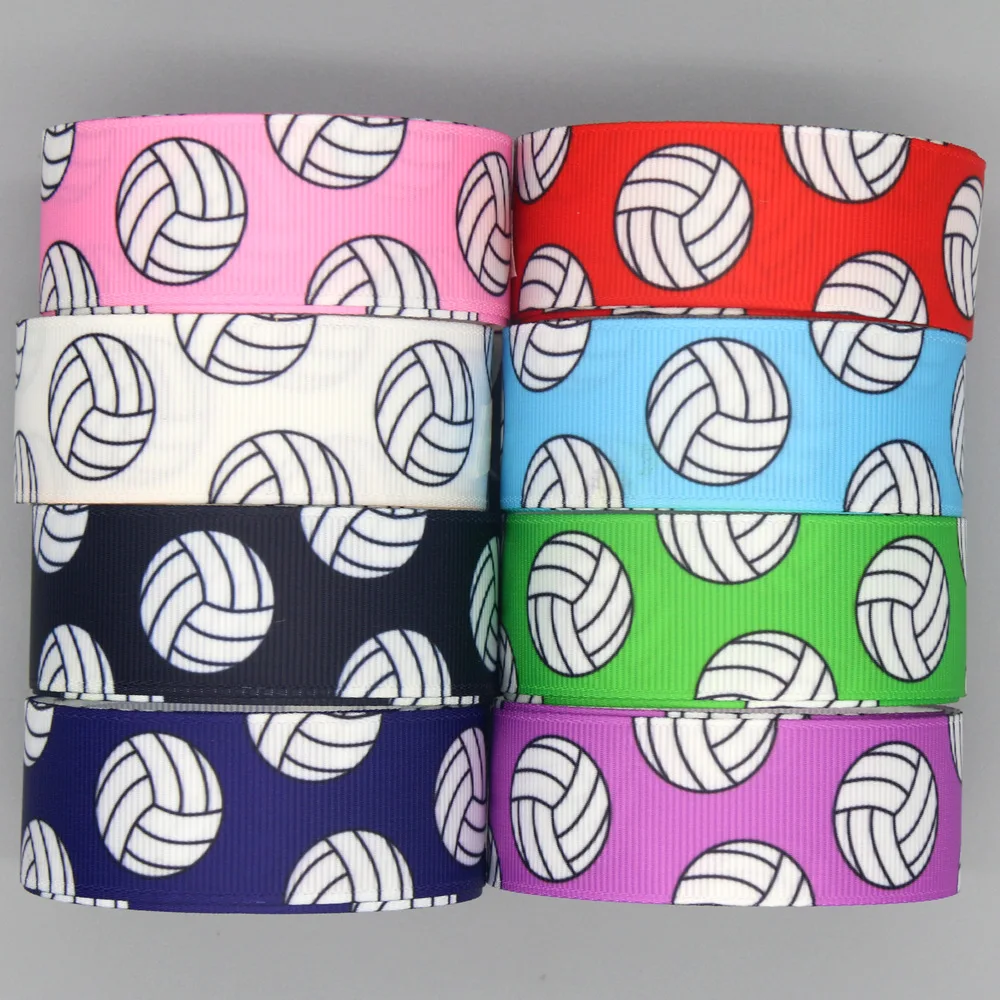 DHK 50yards Volleyball Ball Sport Printed Grosgrain Ribbon Accessories Headwear Decoration Collar DIY Sewing Craft S2455