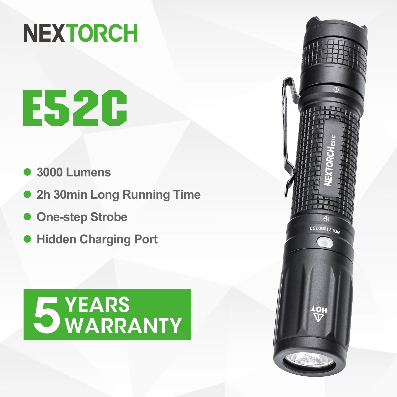 NEXTORCH-Mini lampe de poche LED aste de type C, E52C, 3000 lumens, haute injuste, déterminer EDC pour l\'extérieur