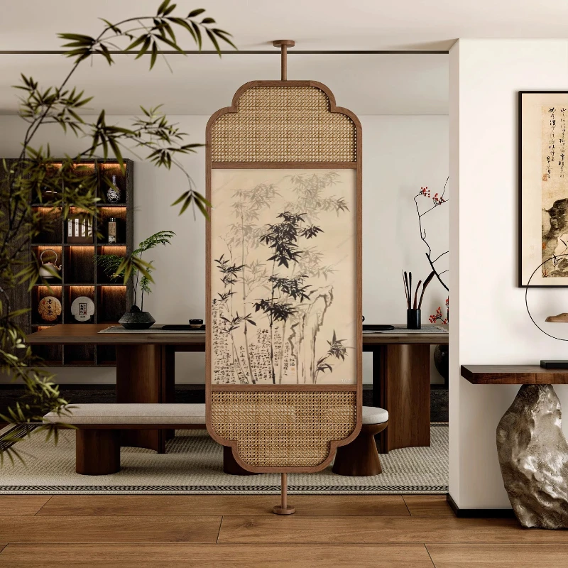 aesthetics rotating solid wood screen partition entry door home living room decorative art entrance partition