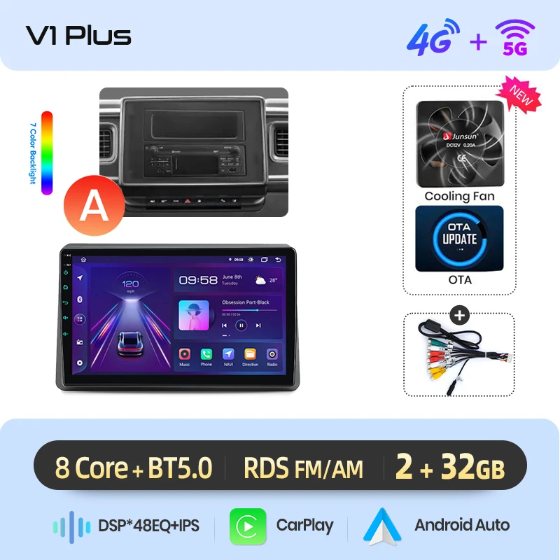 Junsun draadloze CarPlay Android Auto autoradio voor Renault Master 3 / Nissan NV400 / Opel Movano B (X62) 2010-2021 met ingebouwde koelventilator, Android GPS navigatie, multimediaspeler, WiFi, DSP,
