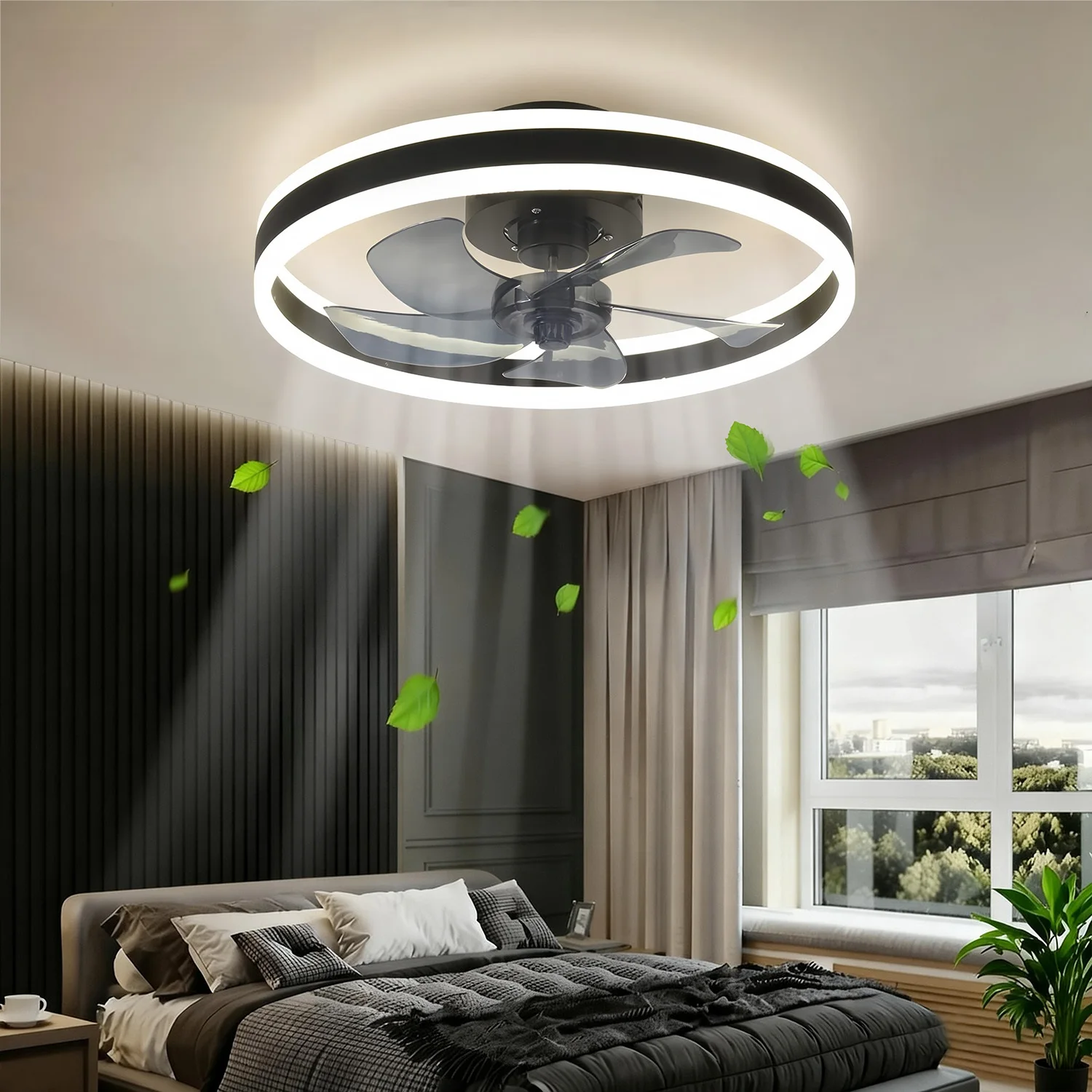 

Потолочный вентилятор для дома с подсветкой, минималистичный, акриловый, с умным пультом ДУ, электрический, с регулировкой яркости, бесшумный, с таймером, потолочный светильник-вентилятор