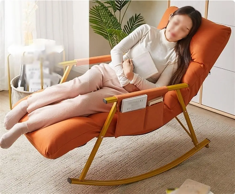 كرسي ترفيه منجد عتيق مريح كسول هزاز مع جيوب تخزين لغرفة النوم أو استخدام الفندق #5