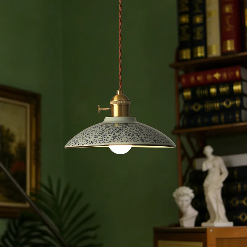 Factory Direct 2026 blue and white porcelain bedroom bedside chandelier small chandelier Chinese ceramic restaurant chandelier