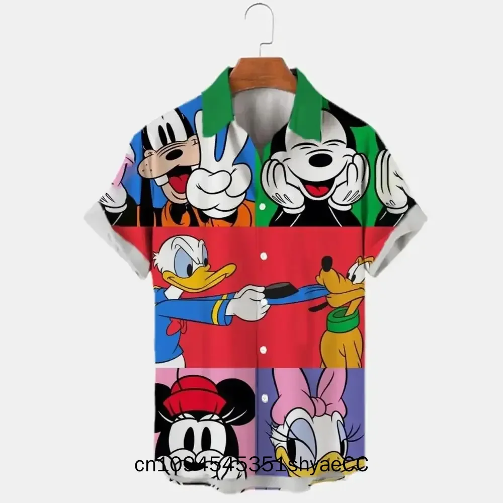 New 3D Printed Disney Donald Duck and Mickey Mouse Men's Shirt Summer Fashion Street Trend Retro Boutique Men's and Women's Top