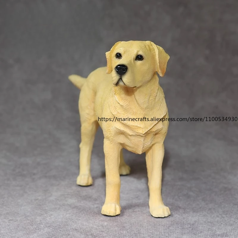 

Yellow Labrador Retriever Statue Realistic Resin Car Decor Lifelike Sitting Dog Figurine for Dashboard Home Display