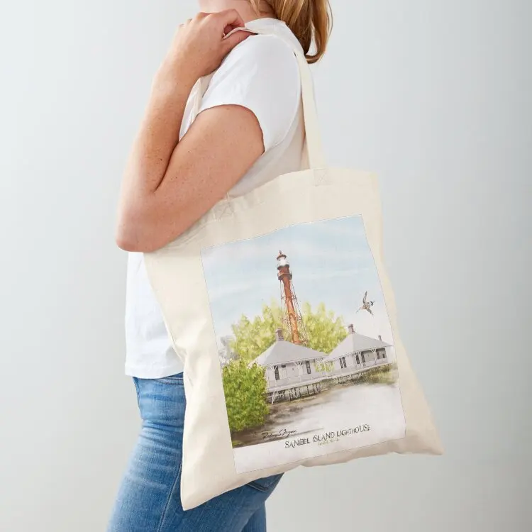 

Sanibel Island Lighthouse Tote Bag reusable grocery bags Women's beach bags tote bag screen personalized tote