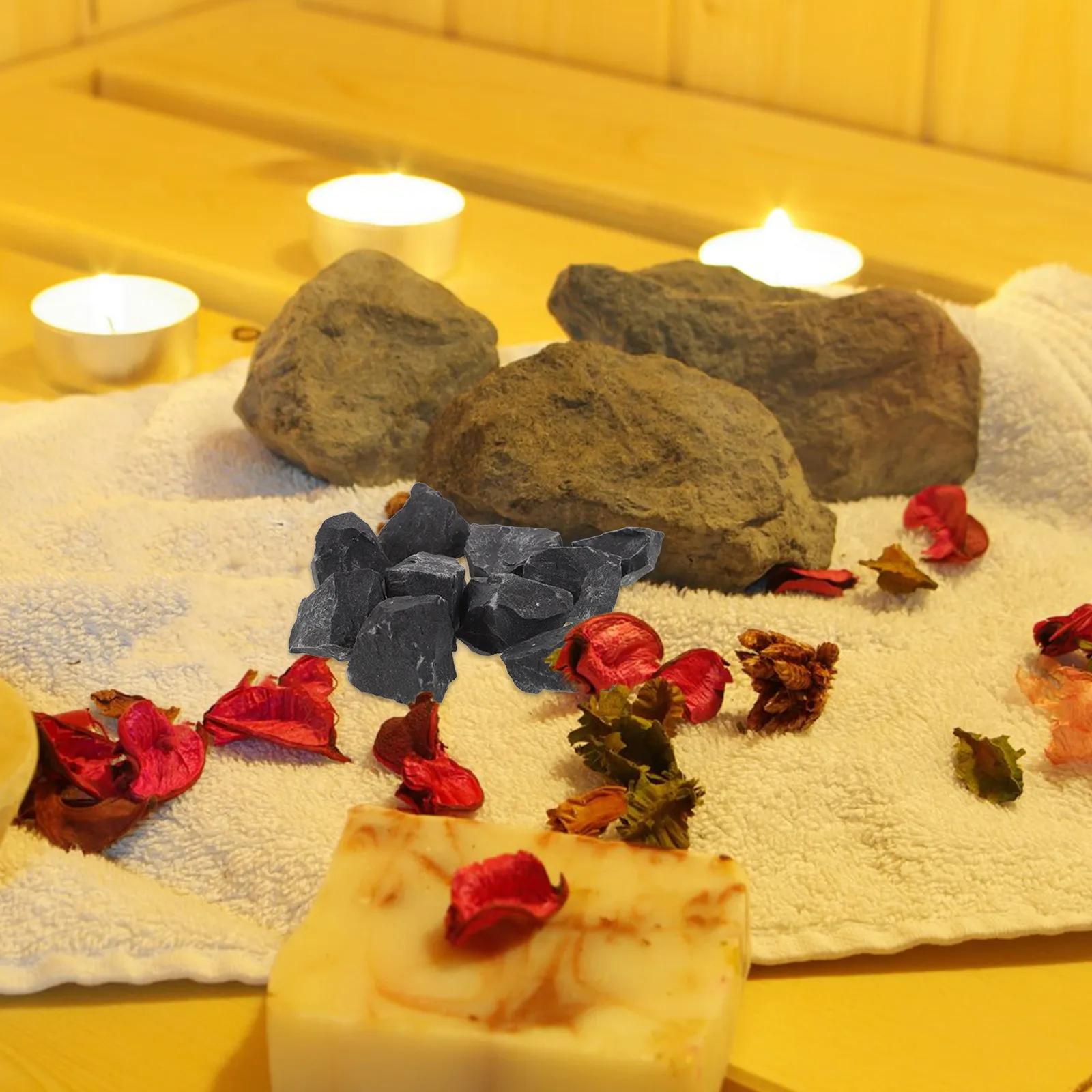 

10Pcs Heat Retaining Stones for Sauna Heater 2-2.5cm Natural Lava Rocks Thermal Shock Resistant Basalt Sauna Stones for Home Spa