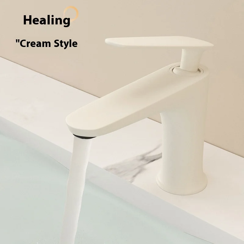 

Cream wind copper basin faucet white black hot and cold washbasin bathroom washbasin mixing valve