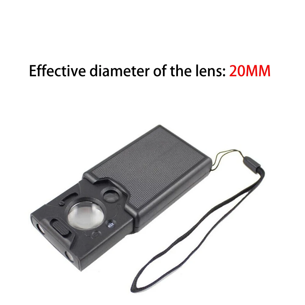 1PCS Pull-Out Pocket Hand Magnifier With LED Light Illuminated Magnifiers Glass Portable Microscope Loupe Optical Lens Tool