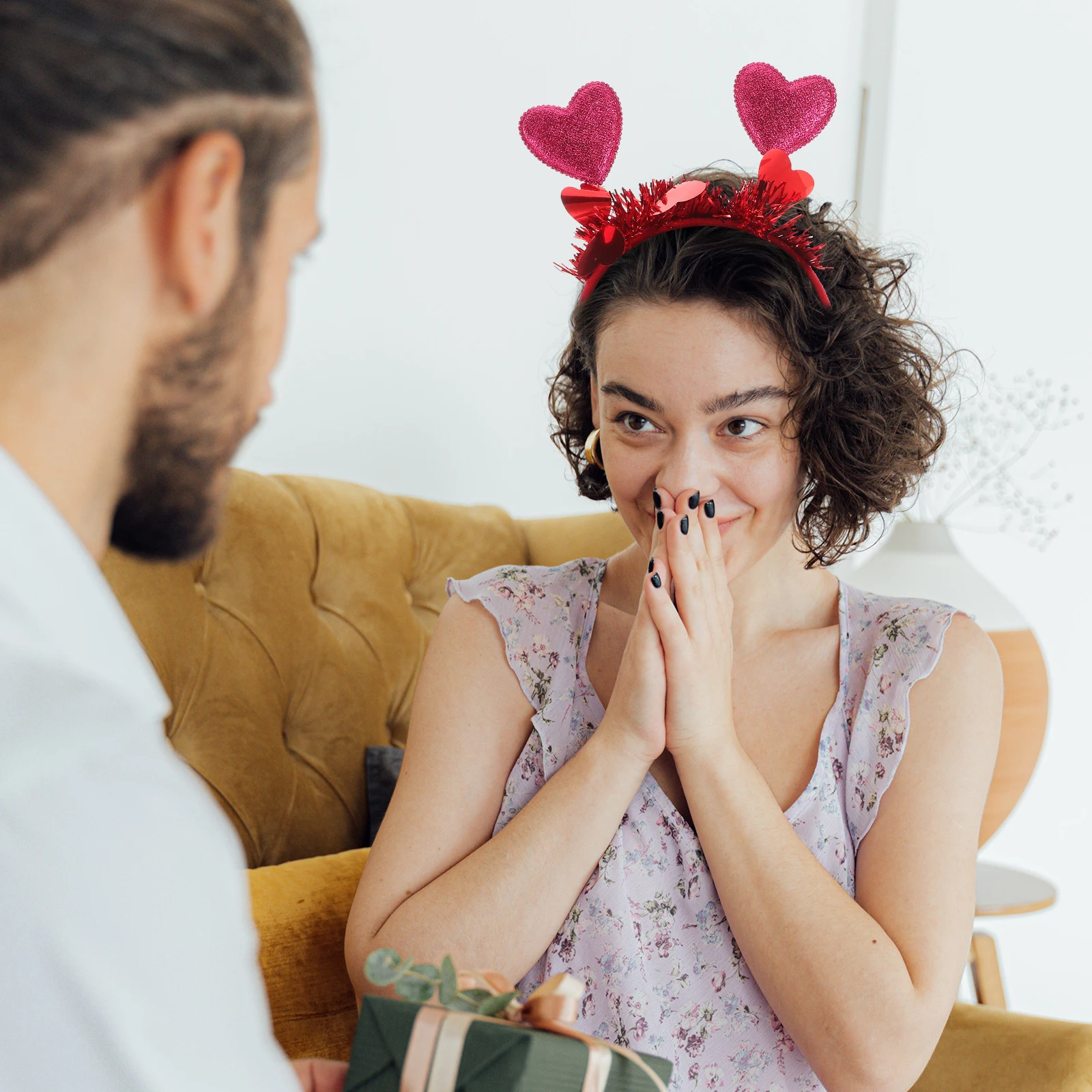 

Red Heart Headband Sequin Tassel Hairband Wedding Party Birthday Hair Accessory for Women Girl Glitter Headwear