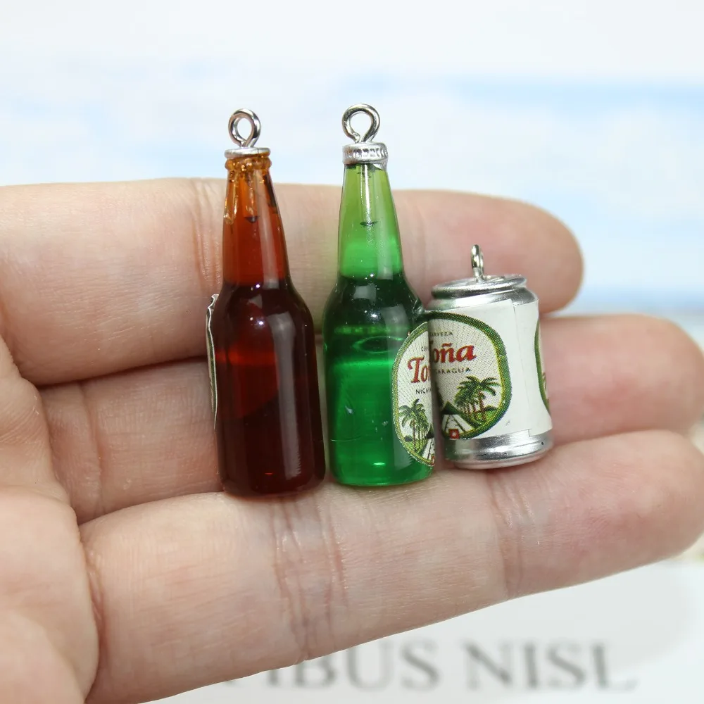 

10Pcs/Lot Resin 3D Beer Bottle Can Charm Pendant For Earring KeyChain Craft DIY Making Jewelry Findding Accessories