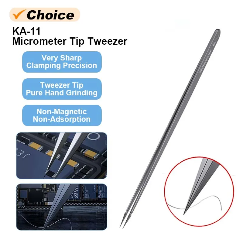MECHANIC KA-11 KS-11 Precision Jump Wire Tweezers Hand-polished Non Magnetic Anti Adsorption Electronic Repair Tweezer