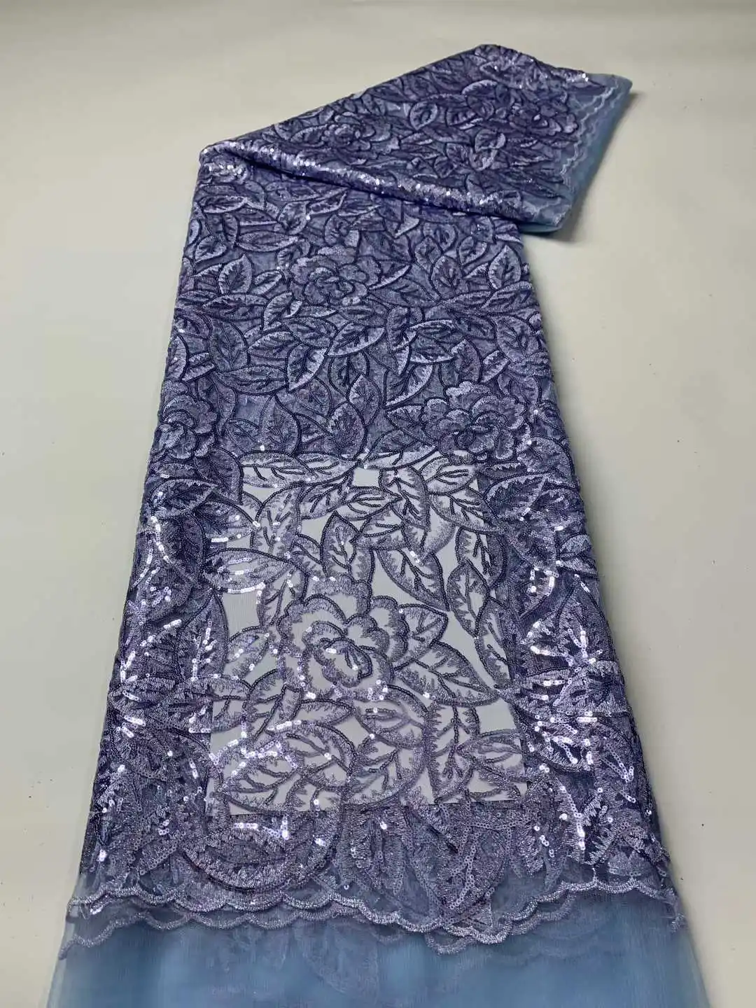 

Luxurious Nigerian Handmade Lace Fabric 2025 High Quality Sequins Embroidery African French Lace Fabric For Dress