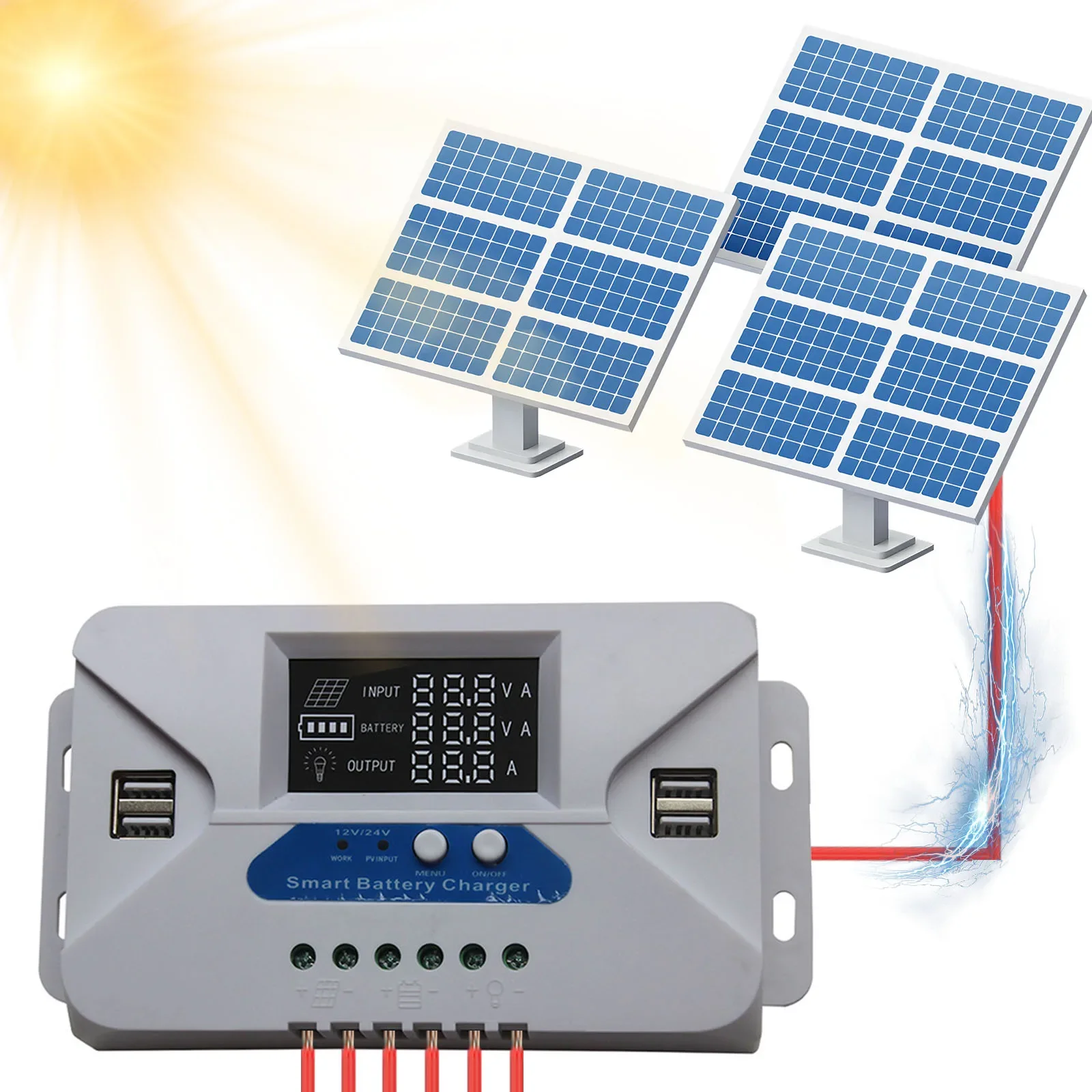 

Контроллер заряда солнечной батареи 20А, регулятор солнечной панели 12 В/24 В, алюминиевая солнечная пластина, регулятор батареи, контроллер уличного фонаря для ШИМ
