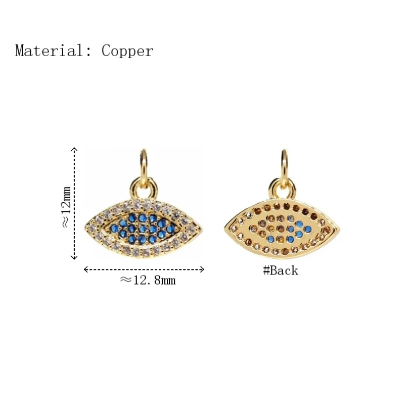 

2Pcs Gold Color Charms Pendant Religious Eye Copper Invisible Setting Cubic Zirconia Approx 12.8x12mm Jewelry Special Gift
