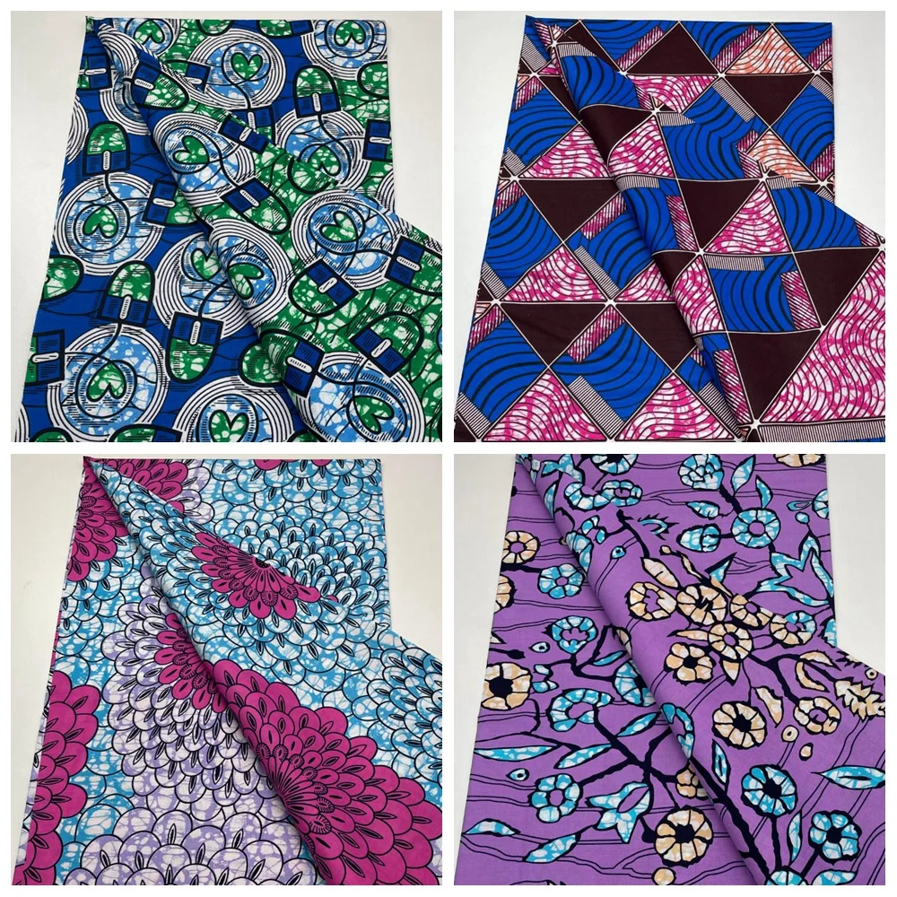 New 100% Cotton Original Real Wax Ankara Fabric African Print Fabric Pagne Good Quality Soft  Tissue Batik For Sew Wedding Dress