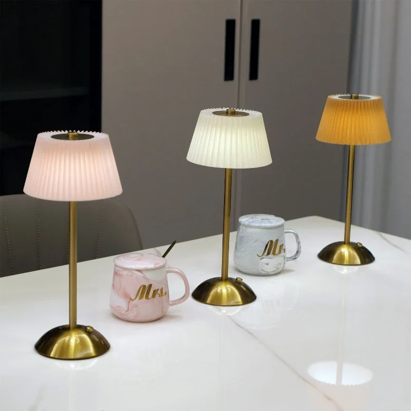 Portable Touch Rechargeable Led Lamp with Fabric Shade Wireless Dimmable Creative Led Table Lamp Ambient Light for Living Room