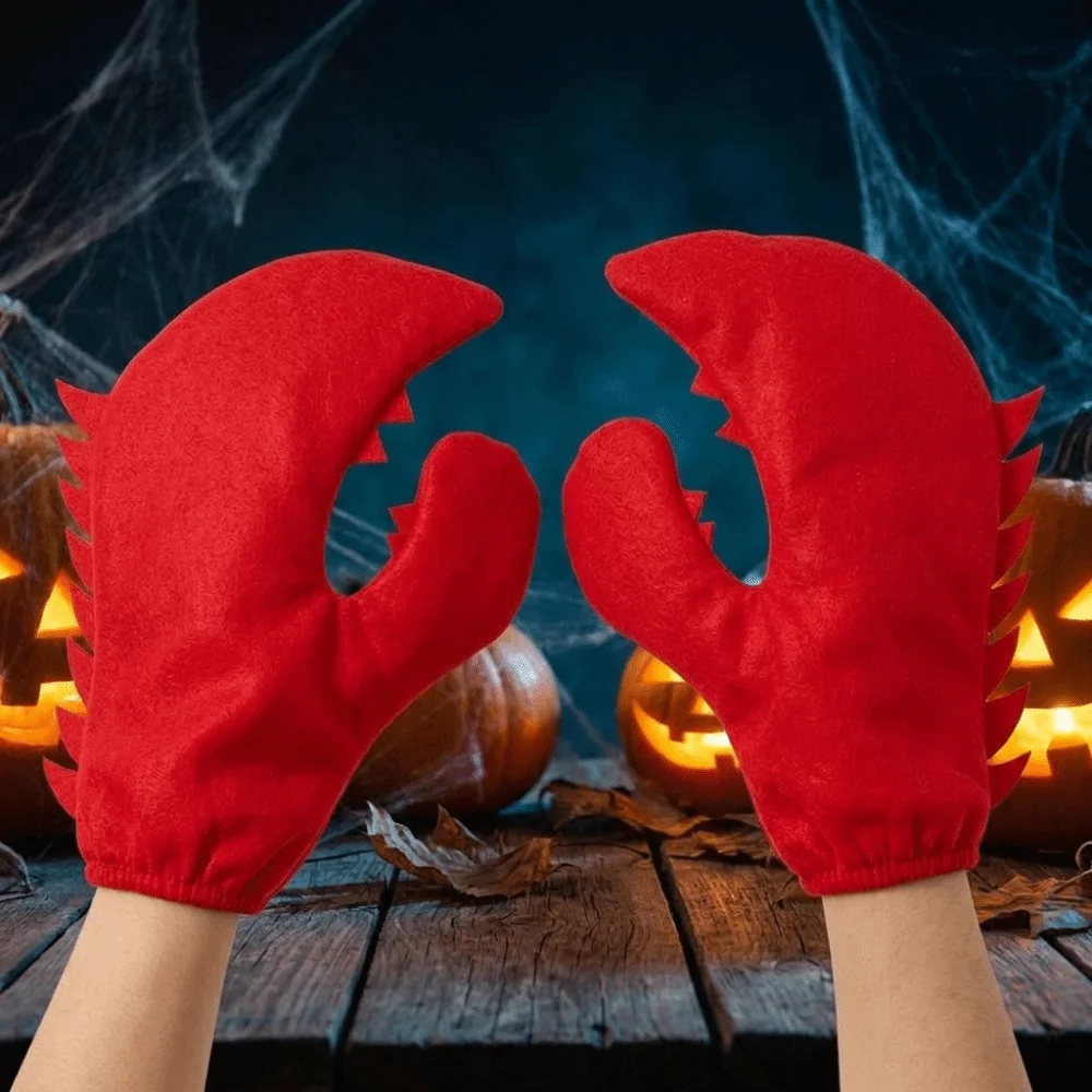 Creative Cartoon Crab Pliers Gloves Creative Polyester Halloween Cosplay Gloves Funny Halloween Costume Party Decoration