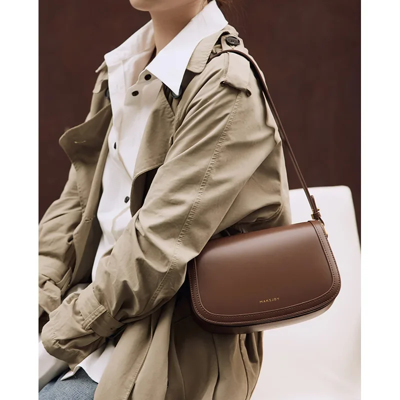 ZR DIARY Leather Saddle Bag Women Autumn Winter Sewing Square Messenger Bag Cowhide Ladies Shoulder Bag 3233-40