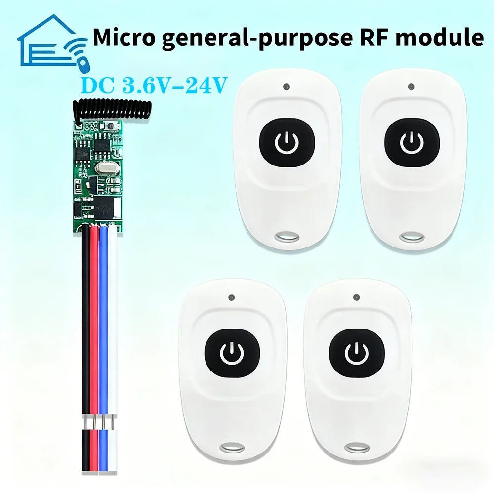 433Mhz DC 5-24V 1CH Mini Relay Wireless RF Remote Control LED Lamp Controller Switch Micro-Receiver Transmitter