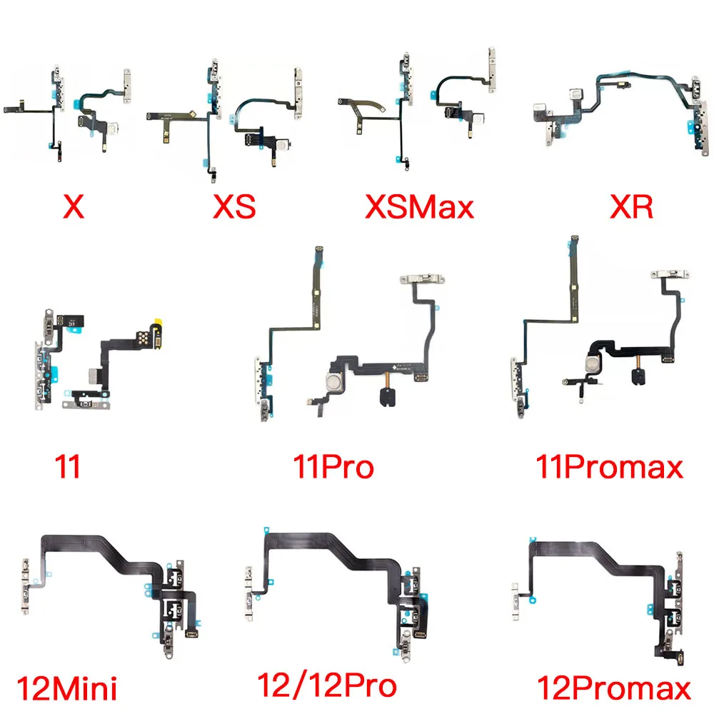 Power And Volume Button With Silent Switch  Flex Cable For iPhone X XR XS 11 12 Mini Pro Max Repair Replacement