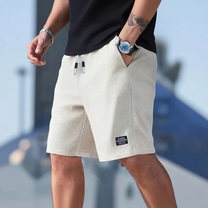 Men's Casual Sports Shorts Summer - Versatile Plus Size Loose Bermuda Shorts with Pineapple Grid Pattern