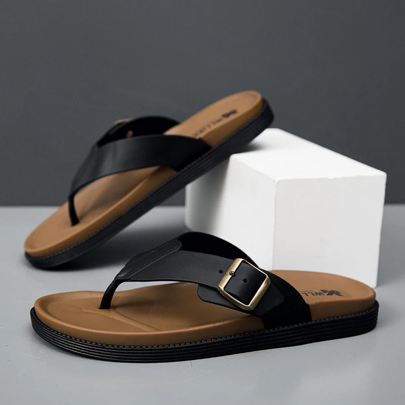 2026 New Fashion Korean Style Slippers Men Summer Flip Flop Sandals for Men with Anti-Slip and Outdoor Features Shoes for Men