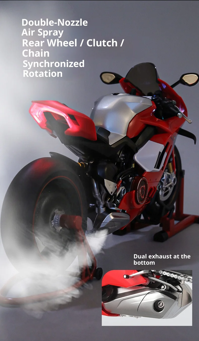 Ducati V4R Motorradmodell mit Zündfunktion – Jungen-Geschenk, Legierungsmotorrad-Figur, Ornament, Spielzeugauto – Detail 8
