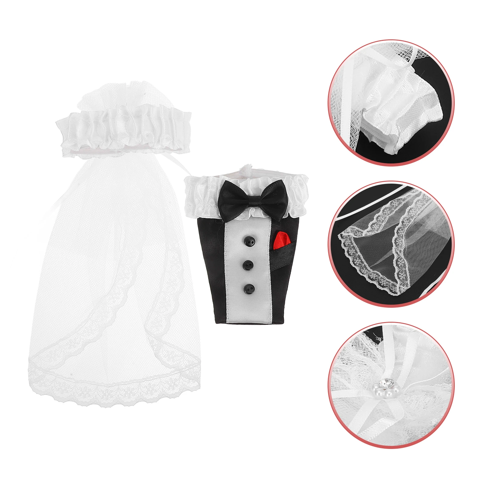 

2 pcs Wine Bottle Covers Bride Groom Outfits Wedding Table Decorations Centerpieces Fabric Cover Set Novelty Gifts Engagement