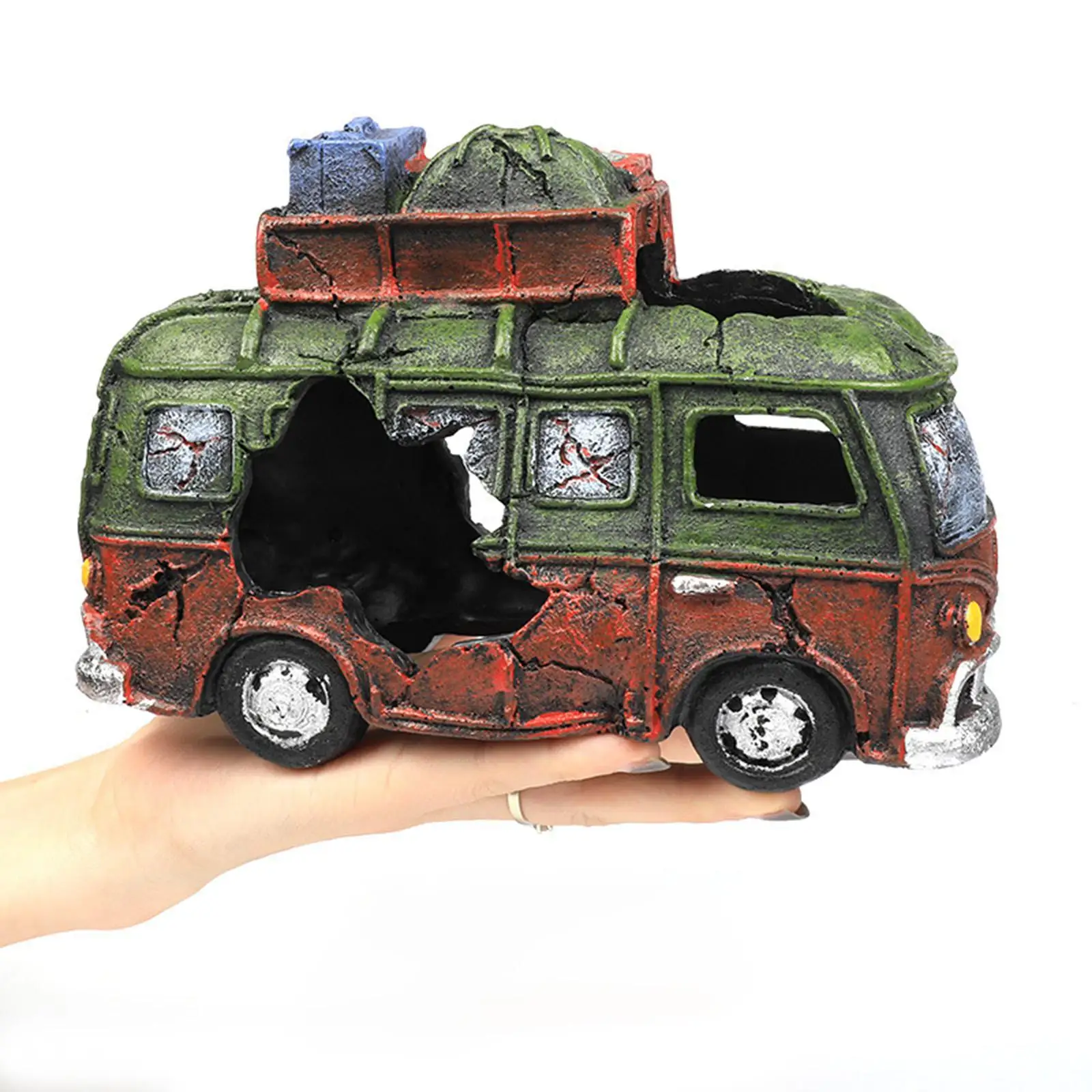 

Рыбная пещера, игрушка из смолы, затонувший автобус, аквариумная фигурка, украшения для аквариума, коробка для разведения