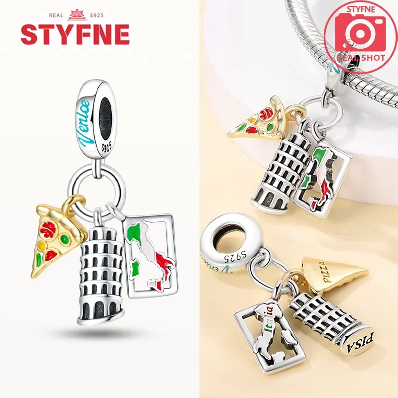 Silver-Plated Mini Eiffel Tower Charms Beads for Bracelets