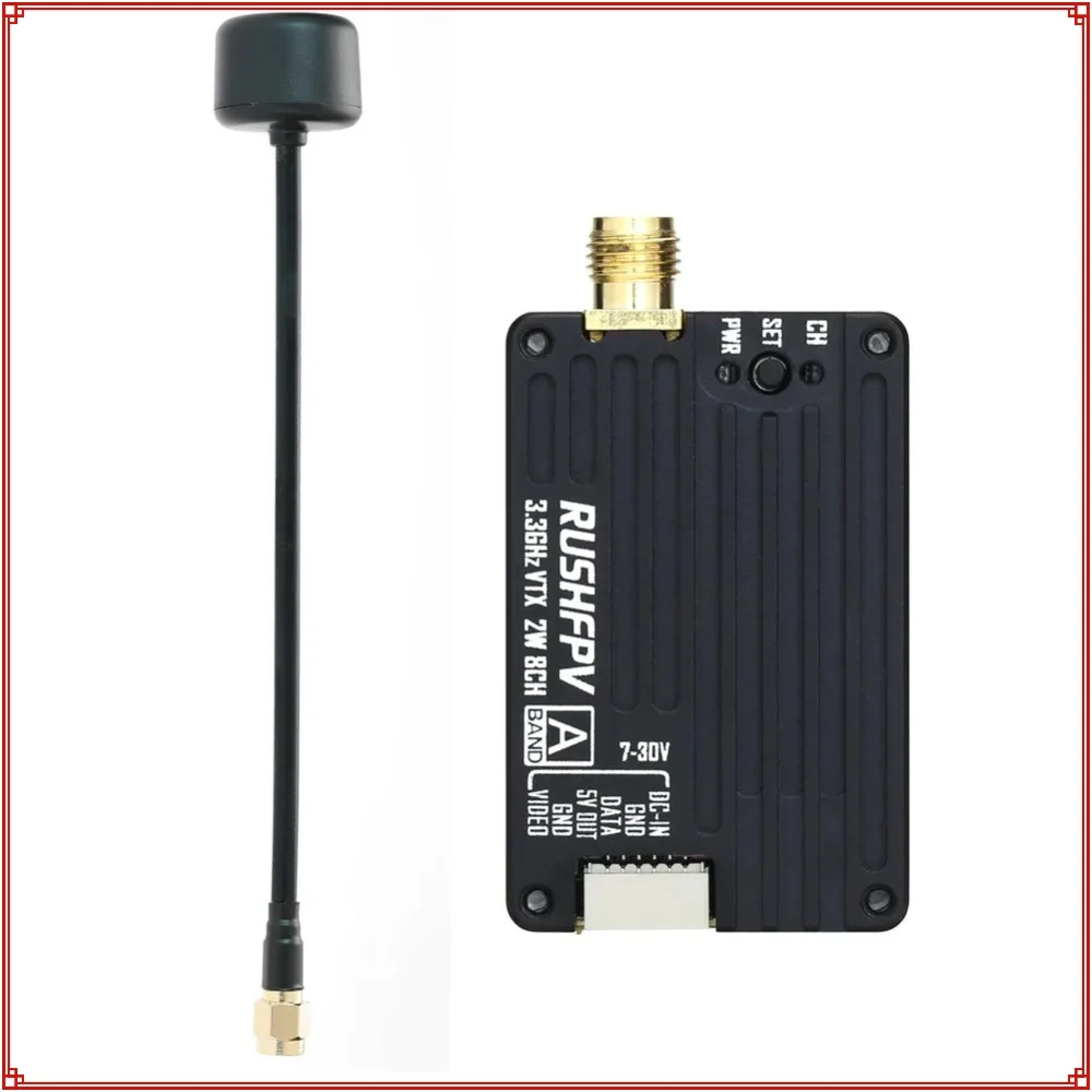 2026 New RUSHFPV 3.3G 2W VTX Transmitter FPV Transmitter Receiver DVR Module with Antenna for RC Long Rang Racer FPV Drone
