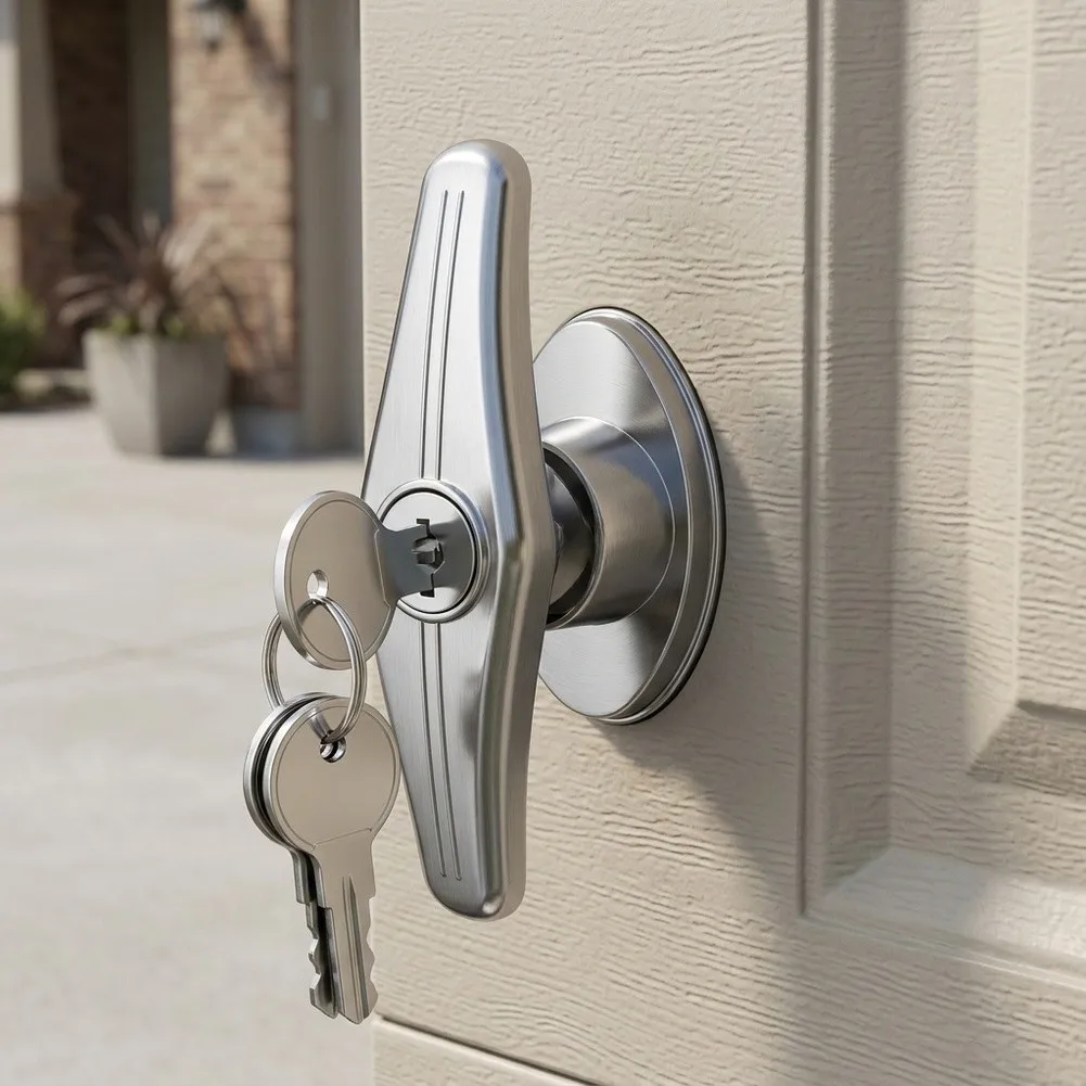 for T Handle Garage Door Lock Designed for Heavy-Duty Applications with Ergonomic Grip and Multi-Thicknes Compatibility