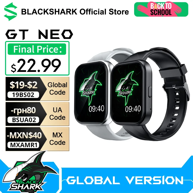 

Global Version Black Shark GT Neo Smart Watch 2.02'' Large Display 7 Days Battery Life IP68 Waterproof 100+ Sport Mode