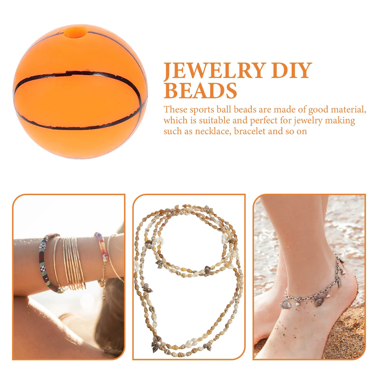 10Pcs Sports Ball Silicone Beads DIY Jewelry Making Accessories Smooth Compact Size for Necklace Bracelet DIY Craft Decoration