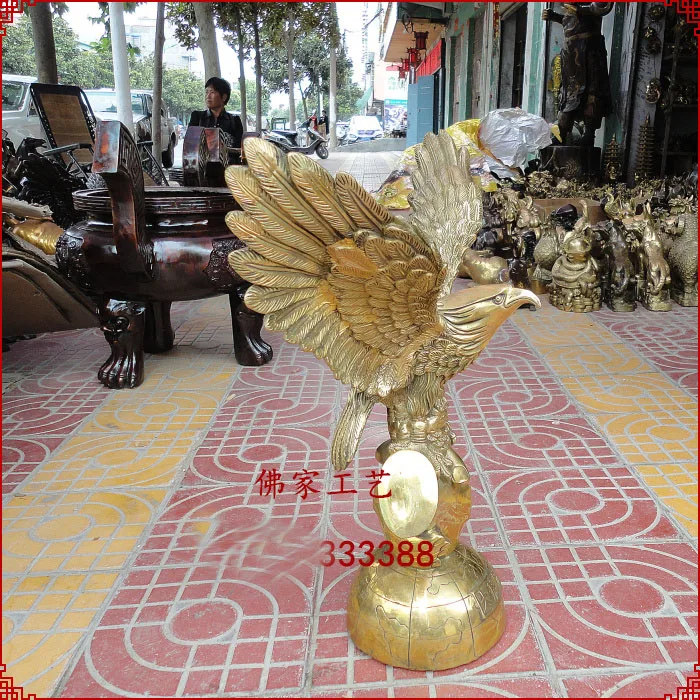 51CM Huge TOP ART Success Auspicious GOLD Arabia Eagle Falcon hawk brass statue-HOME office company efficacious Mascot