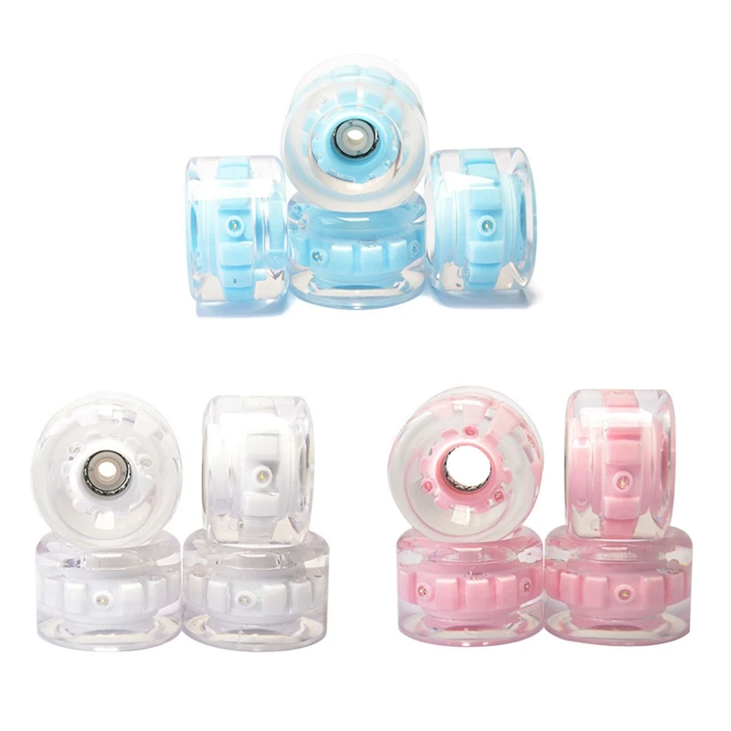 

4Pcs Land Surfboard 6 Lights Luminous Wheel,Glitter PU Wheels For Skateboard Longboard,High Elastic Surfboard Wheels