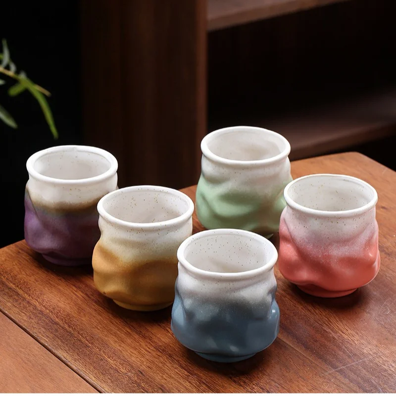 Hot‑sale Coarse Pottery Irregular Kiln‑changed Coffee Cup Hand‑pinched Retro Ceramic Mug Home Office Drinking Cup