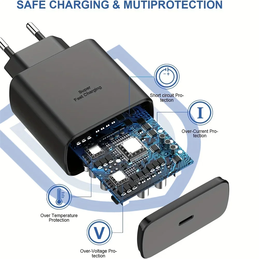 Carregador Rápido Original Tipo C para Celular, Carregamento Rápido, Adaptador de Parede, 45W PD, Samsung Galaxy S22, S23 Ultra, Nota 10 +, 5G, USB