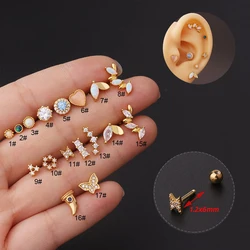 2022 New 1Pcs Fashion 316L Surgical Stainless Steel CZ Dangle Nose Studs Colorful Indian Screw Nose Rings Nose Piercing Jewelry
