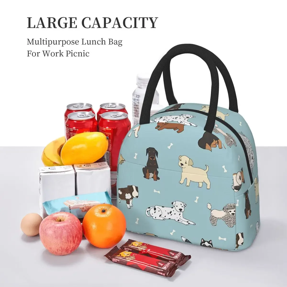 Puppy Dog Insulated Lunch Bag for Kids School Cooler Thermal Food Box Tote Portable Lunch Boxes Container