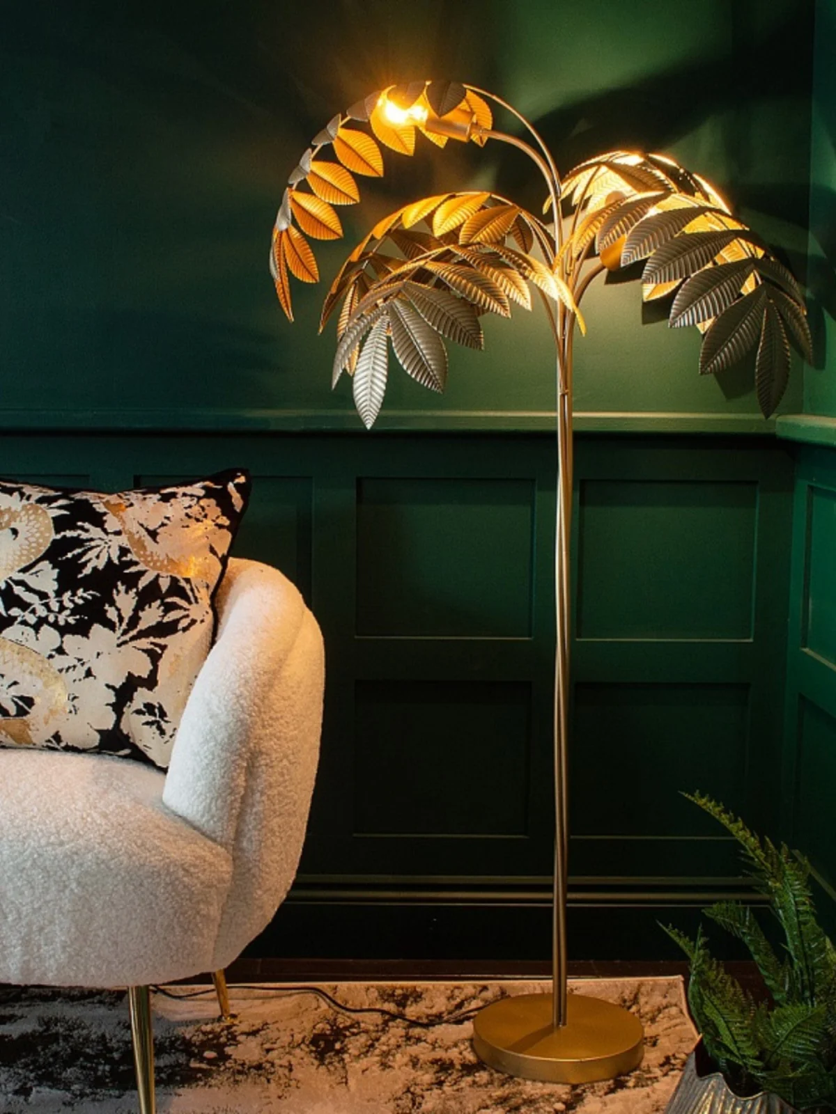 

Modern Classic Gold LED Iron Palm Leaf Sofa Floor Light Living Dining Room Table Lamp Home Decor Hanging Light Luster Fixtures