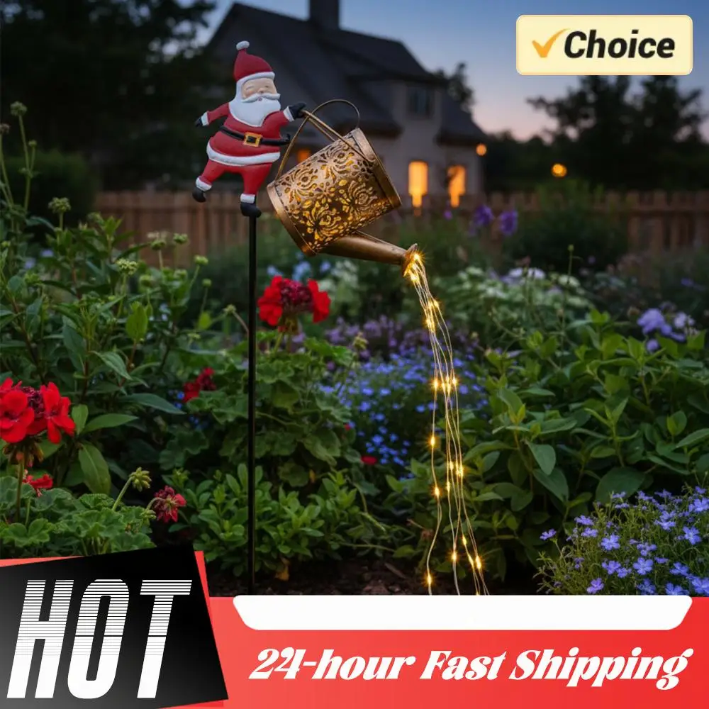 Weihnachten Santa Solar Wasserkocher Lichter Garten Rasen Hof Santa Claus Wasserkocher Boden Lampe Led Nachtlicht Outdoor Decor Gartenarbeit Geschenk