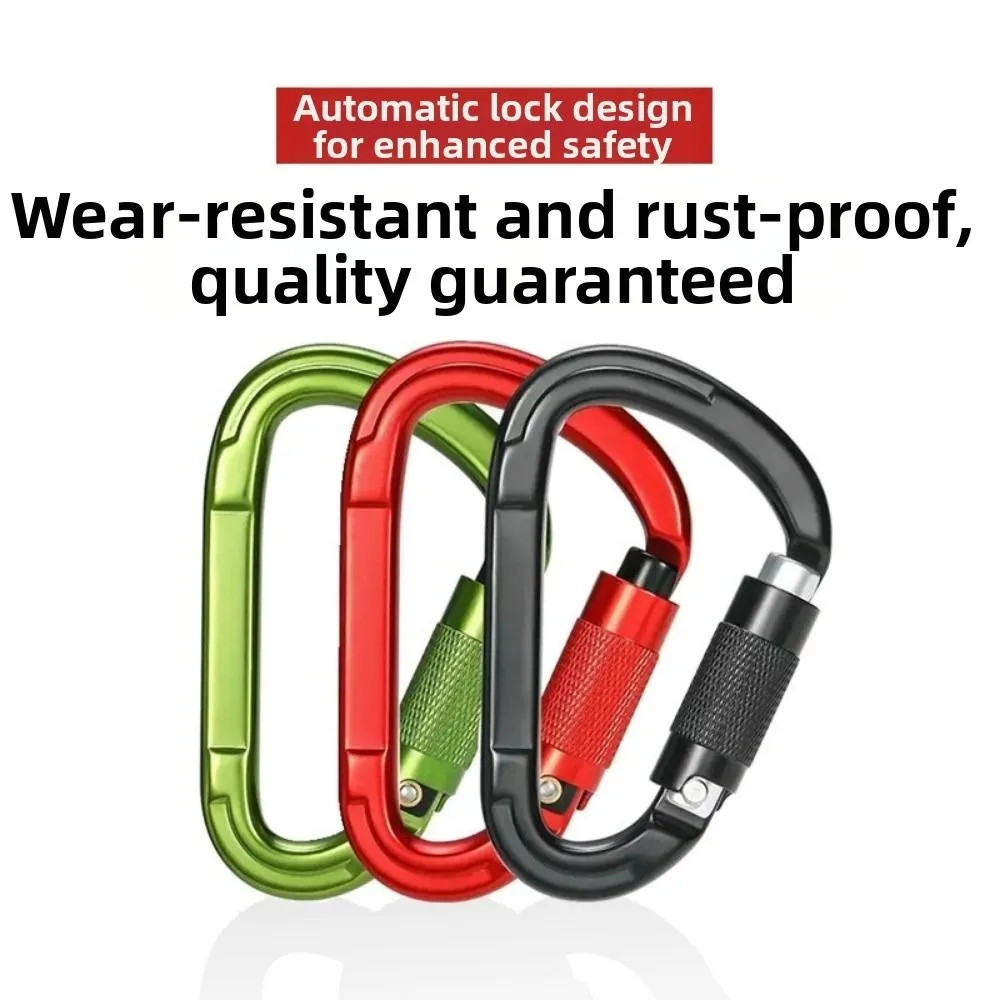 جديد 25KN حلقة تسلق D-حلقة الألومنيوم 10 أنماط حلقة تسلق الصخور مع قفل تلقائي التخييم كيرينغ هوك السفر في الهواء الطلق