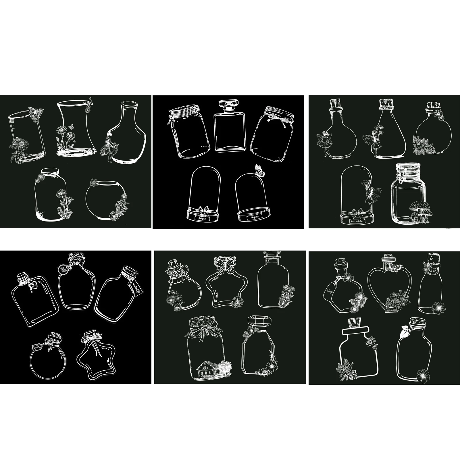 120piece Handmade DIY Clear Jars Stickers Thousand Flower Bookmark Collection