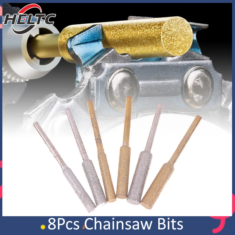 

8Pcs Chainsaw Bits Titanium Plated Diamond Sharpener High Hardness Electric Chainsaw File 4/4.8/5.5mm Chainsaw Sharpener Stone
