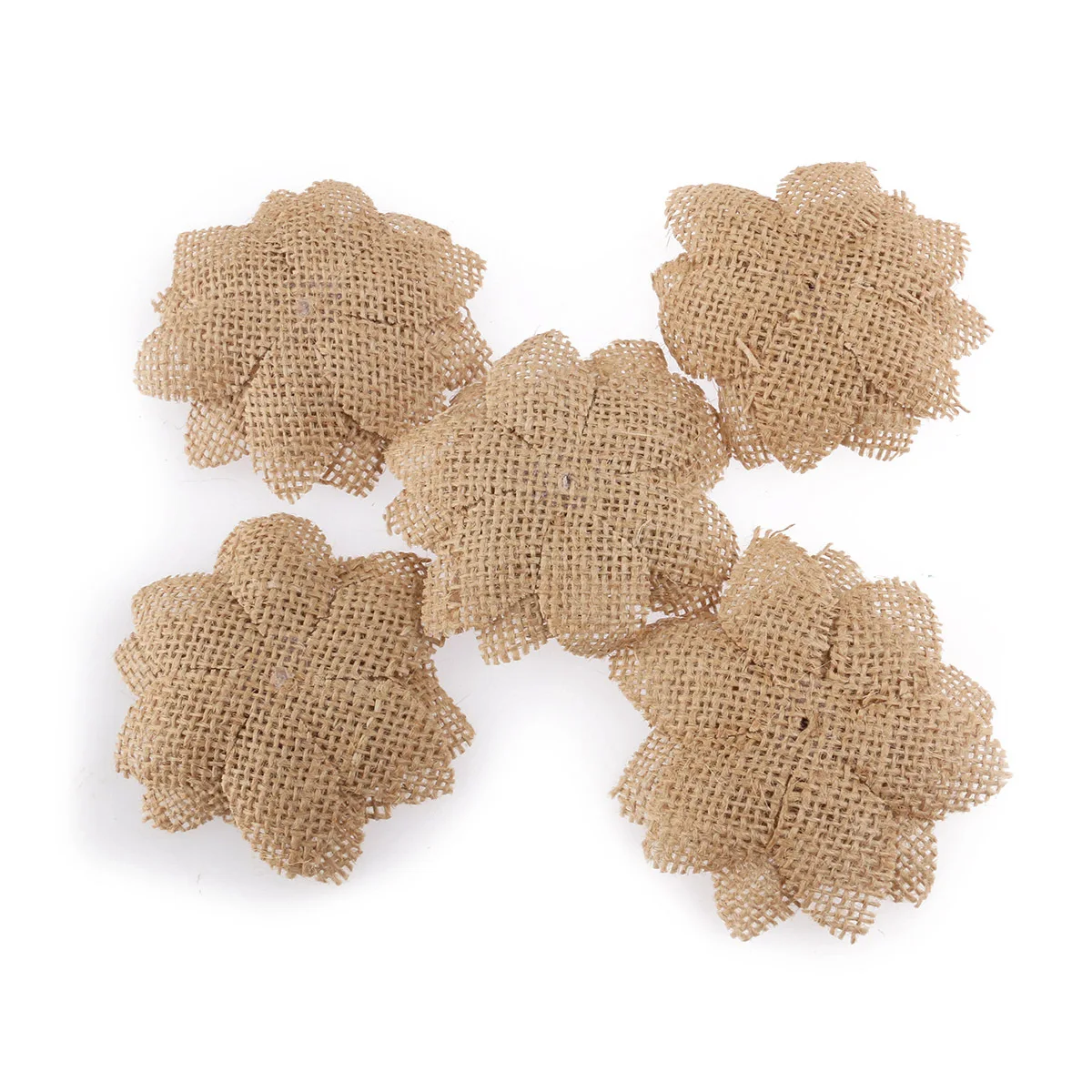 

5Pcs Burlap Rose with Sparkling Crystal Brown 7Cm Wedding Christmas Party Decoration Craft Festive Adornment DIY Home Garden